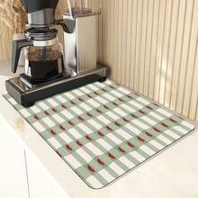 1 Stück Minzgrün Karomuster Herzmuster rutschfeste Wäschekammer Matte, Küchenabfluss Matte, Kaffeemaschine saugfähige Matte, geeignet für Waschmaschine/Trockner/Küche/Esstisch Dekoration, tolles Geschenk für Freunde und Familie - Mintgrünes Karomuster mit roten Herzen - Übersicht 12