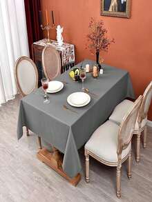 1pc Stain-Resistant Polyester Fiber Washable Tablecloth, Suitable For Wedding, Banquet, Restaurant, Buffet, Birthday Party, Welcome Party, Home Decor - Grey - View 3