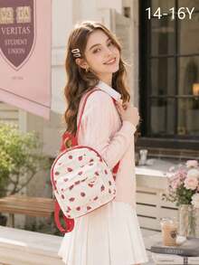 XD 2026 New Cute Sweet Corduroy Lightweight Mini Backpack, Soft And Comfortable, Perfect For Travel, Spring Outings, School Essentials, (Random Print Position) - Multicolor - View 7