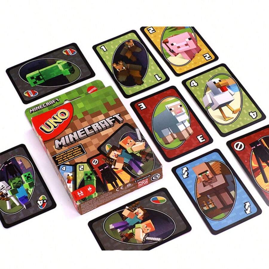 Mattel  收藏版 UNO 卡牌遊戲，經典配對卡牌遊戲附獨家 Creeper 功能卡，便攜式多人旅行玩具，適合家庭遊戲之夜與派對，生日聖誕節假期禮物，適合沙盒遊戲愛好者、兒童與青少年收藏家