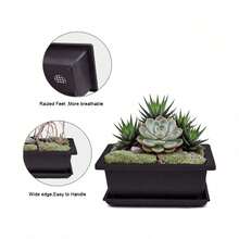 Square And Rectangular Imitation Purple Clay Planters, Bonsai Pots, Small Potted Plant Plastic Containers, Succulent Plant Pots - A - View 7