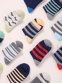 24 Pairs Striped Kids Short Socks, Suitable For School, Daily Wear, Outdoor, Travel, Running, Basketball, Indoor, Campus, Party, Gathering, Etc., Can Be Used As Birthday Gift, Holiday Gift, Kids Socks, Boys Socks, Girls Socks, Unisex Kids Socks, Ankle Socks, Short Socks, Sports Socks, School Socks, Uniform Socks, Holiday Socks - Multicolor - View 7