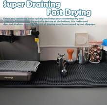حصيرة بار سيليكون سوداء 60x10 سم، سمك 1 سم، حصيرة تصريف غير قابلة للانزلاق، حصيرة خدمة بار سريعة الجفاف لبار القهوة والنادي والمطبخ والمقهى، إكسسوارات البار - الأسود - مشاهدة 3