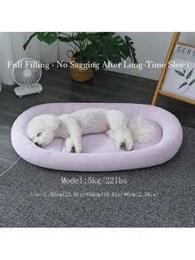 1pc Summer Cooling Ice Silk Latex Dog Bed, Pet Bed With Neck Support, Fully Polypropylene Fiber Filled, Non-Slip Dotted Bottom Waterproof Thickened Ice Silk Pad, Washable Breathable Cooling Nest, Suitable For Small Dogs, Medium Dogs And Cats - Green - View 4