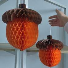 10/2pcs Autumn Acorn Honeycomb Decorations, Thanksgiving Paper Honeycomb Hanging Ornaments, Autumn Tree-Shaped Party Gift Decor, Home Decoration Supplies - View 7