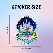 1/2/5pcs "Do It For Little You" Sticker,Cute Heart Locket Princess Castle Design, Cute Funny Durable Sticker,Girls Aesthetic Decor,Perfect For Laptop ,Notebook, Cup ,Desk ,Luggage - A - View 7