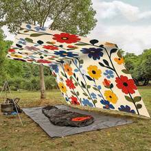 Toldo de estilo bohemio con estampado floral colorido, adecuado para jardín, playa, patio - Cubierta de sombra exterior reforzada, estampado vibrante, diseño de toldo completo, adecuado para piscina, balcón, patio (sin marco incluido, con sellado, fácil instalación), patrón plano 2D - A - Ver 6