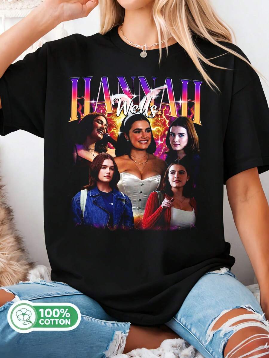 Vintage Hannah Wells Off-Campus Briar Uni Bootleg Rap Style T-Shirt, Gift For Fans... - 黑色 - 查看 1