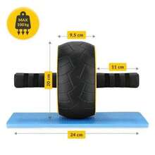 New Single-Person Strength Training Equipment Abdominal Roller, Equipped With Durable Elastic Resistance Band Stability System, Made Of Wear-Resistant And Pressure-Resistant ABS Material, Reinforced Structure. This Is A Universal Fitness Equipment Suitable For Abdominal Muscle Training, Shaping, Fat Burning And Stretching. Convenient To Carry. - Yellow - View 7