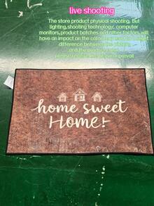 1件裝 Home Sweet 印花歡迎地墊，新款天鵝絨門墊，可折疊可水洗，適用於門口、浴室、餐廳、客廳、辦公室等，四季通用裝飾地毯，居家裝飾，節日裝飾，天鵝絨材質，2D印花效果，非壓花椰殼纖維 - 彩色 - 查看 7
