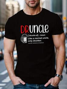 Camiseta de Hombre con Estampado Drunk Uncle - Manga Corta Casual, Poliéster Transpirable, Camiseta con Estampado Geométrico de Verano - Gris oscuro - estilo2 - Ver 7