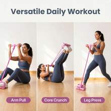 6-Tube Foot Pedal Resistance Band, Portable Sit-Up Pull Rope Elastic Abdominal Trainer, Multifunctional Leg Waist Arm Workout Fitness Equipment For Home Yoga Slimming Training - Pink Upgraded Version - 6-tube - View 3