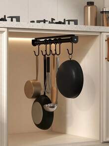1 buah Rak Gantungan Dapur Bawah Kabinet, Gantungan Geser, Tempat Penyimpanan Peralatan Dapur yang Dapat Ditarik Keluar, Cocok untuk Menggantung Panci, Sendok, Pengocok, Pengatur Penyimpanan Dapur Hemat Ruang, Aksesoris Dapur - MultiWarna - View 4