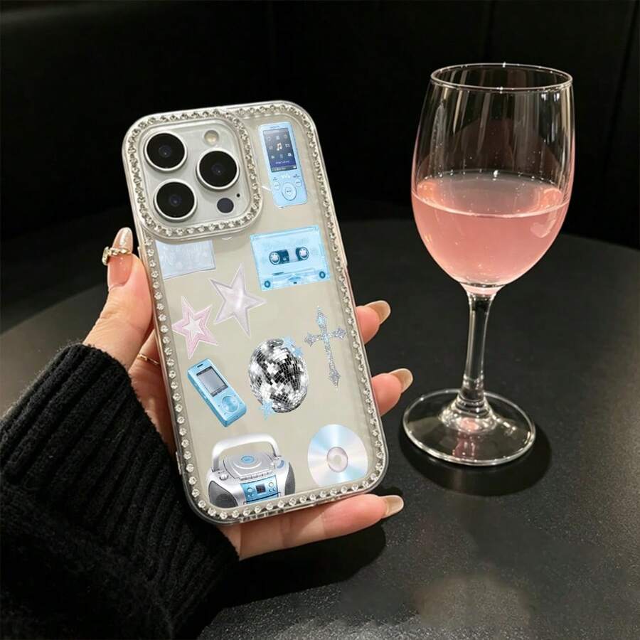 轻奢闪钻 ミュージックスター フォンケース for iPhone17 16 15 14 13 Pro Max 14 Plus 透明防摔高级感 高级感 - クリア - チェックする 1