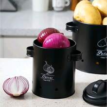 Ensemble de 3 boîtes de rangement pour pommes de terre, oignons et ail – Boîtes de stockage pour légumes pour cuisine champêtre - Voir 6
