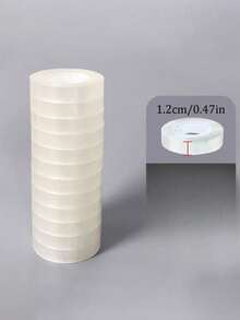 1.2cm Wide Transparent Mini Stationery Tape Roll, Thickened Strong Adhesive Clear Tape, Suitable For Office, School, Gift Wrapping, Paper Repair And Daily Craft Use - Transparent Self-adhesive Tape - View 10