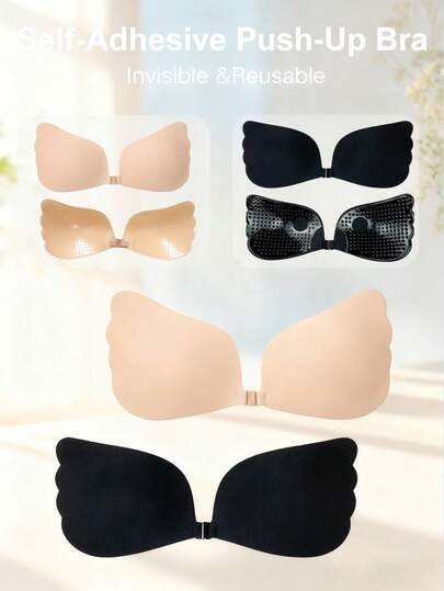 Women's Invisible Adhesive Bra, Silicone Material, Transparent Straps, Excellent Push-Up Effect