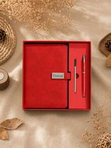Personalized Leather Notebook Set - Notebook And Pen Set - Ideal Gift For New Job Or Teacher - Perfect Office Supplies And Stationery Gift - Travel Size Notebook Optional - Notebook Gift Box Set School Supplies, Thoughtful Gift, Replaceable Notebook - Multicolor - View 4