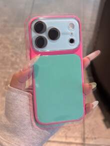 Ins Premium Blue Glass Phone Case Compatible With Iphone 17 Pro Max, 16 Pro, 15, 14, 13, 12, Full Coverage Lens Film, Anti-Drop Protective Cover For Couples, Unisex - Green - View 6