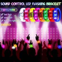 2/5/8pcs Sound-Activated LED Glowing Bracelets, Silicone Light-Up Wristbands, Suitable For Concerts, Parties, Festivals, Carnivals, Night Events, Multi-Color Flashing, Unisex - Music Voice Control Bracelet - View 11