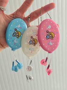 可愛迷你 PVC 浸膠零錢包，軟膠有線耳機收納袋吊飾 - 橢圓 - 查看 1