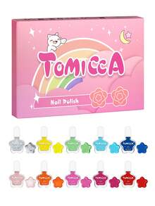 TOMICCA 5ml 10pcs Quick Dry Water-Based Colorful Nail Polish, Easy To Remove And Non-Damaging To Nails, Suitable For Beginners Home DIY, Nail Salon Or Gift - Multicolor - View 2