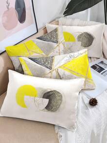 4 bucăți Huse pentru perne de canapea, stil modern luxos, design cu elemente geometrice abstracte, din catifea, cu atingere confortabilă, disponibile în mai multe mărimi, cu fermoar ascuns, potrivite pentru mașină, decor farmhouse pentru casă, dormitor și living (umplutura nu este inclusă) - Galben strălucitor - Vizualizare 2