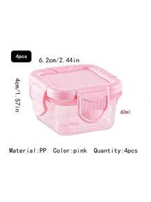4pcs Small Food Storage Containers Set, Lunch Boxes, Refrigerator Seal Boxes, Rectangular Plastic Sealed Storage Boxes, Small Food Containers, Multifunctional Spice Jars, 2oz Plastic Material With Lids, Stackable, Multipurpose, Portable, Suitable For Snacks, Fruits, Oatmeal, Travel And Home Storage, Household Storage Baskets, Storage Boxes And Containers, Kitchen Supplies, School Supplies, Back To School Season - Multicolor - View 10