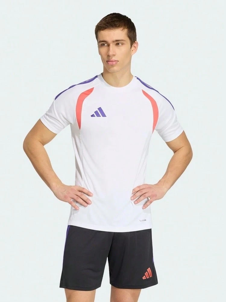 Adidas Men's TIRO26L JSY M Short Sleeve Knit Collarless T-Shirt TKS0293 - Blue and White - View 1