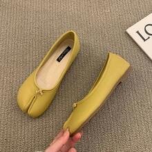 Tabi -zapatos planos de piel de microfibra para mujer, zapatillas cómodas con punta dividida, mocasines de fondo suave, lisos - marrón3 - Ver 6