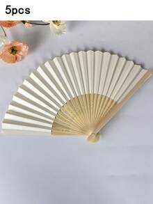 10/5/2pcs Set & 1pc Foldable Paper Hand Fan, Multipurpose Solid Color Folding Fan, Modern Collapsible Fan For Home, Performance Props, Summer - Multicolor - View 9