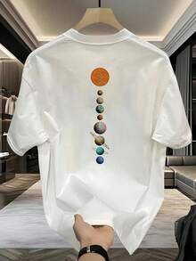 Camiseta de manga corta de algodón grueso estampada para hombre, estilo casual de verano, talla grande, versátil, artículo popular para hombre, playeras de hombre, camisas para hombre, Méxic - Blanco - Ver 1