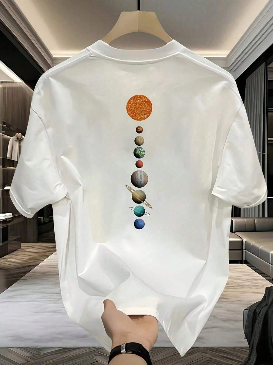 Camiseta de manga corta de algodón grueso estampada para hombre, estilo casual de verano, talla grande, versátil, artículo popular para hombre, playeras de hombre, camisas para hombre, Méxic - Blanco - Ver 1