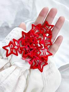 100/50/30/10pcs Personalized Y2K Five-Pointed Star BB Hair Clips, Black And Red Hair Clips, Basic Matching Hair Accessories - Suitable For Girls, Daily School, Party, Sports - Multicolor - View 8
