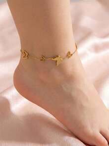 pieza de tobillera con dije de mariposa delicado y arenado, chapada en oro de, joyeríapilable, delicada y minimalista para niñas y niños, perfecta para la playa en verano, vacaciones - talla única - Ver 1