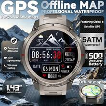 KENPANG Offline Map Men's Smartwatch, Built-In GPS, Downloadable Offline Maps, Navigation Without Phone, 5ATM Waterproof, Swimming Sports Watch, 170+ Sports Modes, Outdoor Compass/Altimeter/Barometer, Wireless Calling, Message Notifications, Weather Forecast, GPS Positioning. 1.43-Inch 460*460 Ultra-Clear AMOLED Screen. Zinc Alloy Anti-Drop Dual-Color Case. Men's And Women's Fitness Tracker, Compatible With IOS And Android - View 15