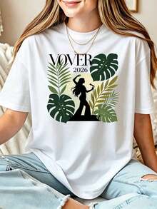 Nordic Botanical Silhouette Women T Shirt - Cozy, Stylish Summer Essential - 白色 - 查看 1