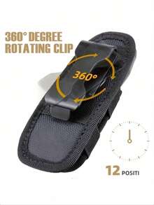 Tactical Flashlight Holster Duty Belt Pouch 360° Rotating Clip Holder - Black - View 6