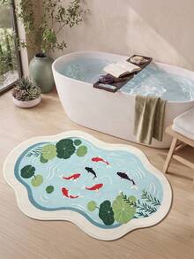 DAJIANG 1pc Koi Fish Print Rug, Kitchen Rug, Hallway Rug, Suitable For Bathroom, Kitchen, Outdoor, Indoor, Corridor, Bedroom, Living Room, Bedside Throw Rug, Machine Washable Easy To Clean, Non-Slip Backing Mat, Bedroom Decor Rug - Multicolor - View 5