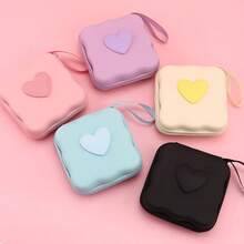 Heart-Shaped Data Cable Digital Accessories EVA Hard Shell Storage Bag, Easily Store Earphones, Charging Cables, CCD Cameras, Shock-Proof And Drop-Resistant Hanging Rope Design, Portable And Compact, Student/Worker Digital Organizer, Say Goodbye To Messy Desktops, Super Convenient For Travel And Commuting - Multicolor - View 1