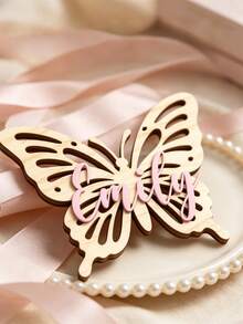 1pc Personalized Wooden Double Layer Customized Name Decor, Laser Cut Cursive Font Door Wall Plaque, Multiple Colors Available, Suitable As Bedroom, Living Room, Wedding And Housewarming Gift, Valentine's Day Decoration Carving, High Quality Customization, Exclusive Unique Gift - Style 1 - View 2