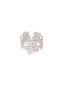 1pc Stainless Steel Flower Ring For Women Fashion Simple 18K Gold Plated Open Rings Jewelry Suitable For Everyday Wear - Ring - View 4