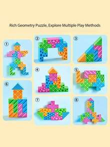 Mainan Balok Bangunan Puzzle 3D Edukatif untuk Anak-Anak - Puzzle Ruang Angkasa Seru, Alat Bantu Mengajar untuk Melatih Berpikir Logika, Dilengkapi Tas Penyimpanan, Mudah Dibawa - MultiWarna - View 4