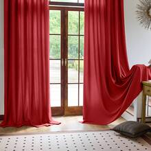 Plain Velvet Curtain With 8 Buttons (1 Piece), Soft And High Quality Fabric, Enhances The Style Of Your Home, Perfect To Complement Any Modern Decor Style. - 大紅 - 查看 4