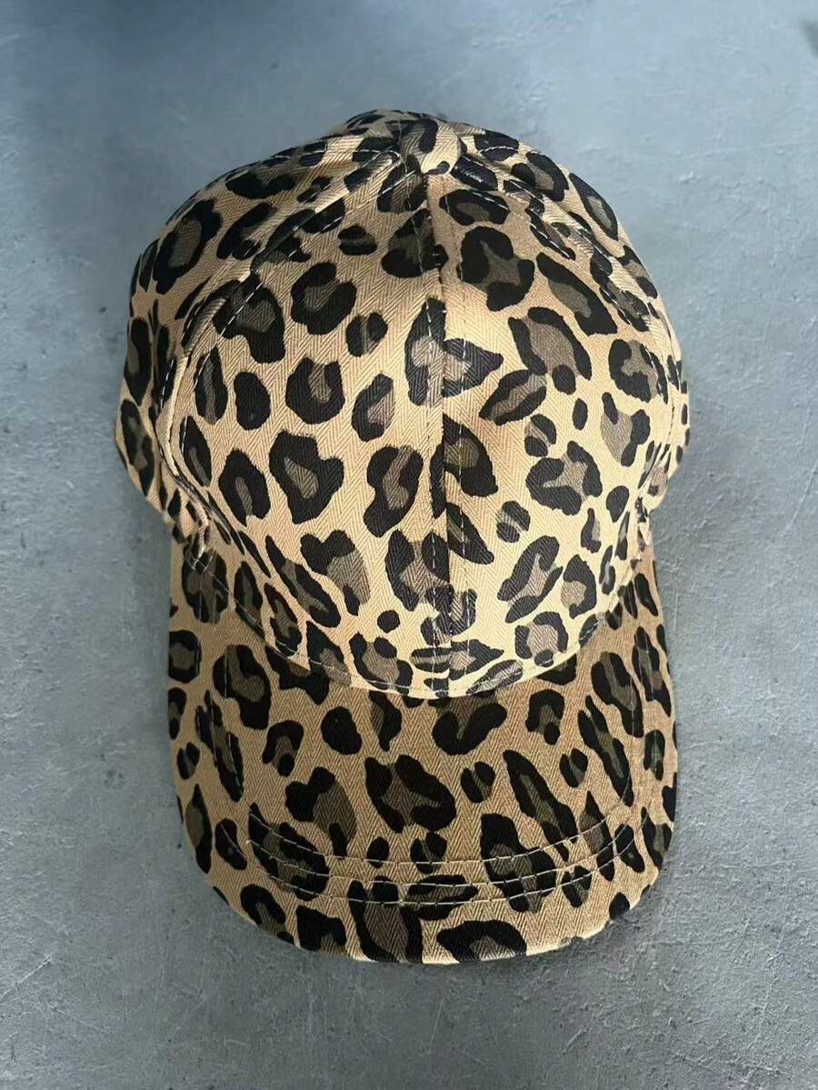 1 pieza Gorra de béisbol ajustable con estampado de leopardo, gorra de béisbol con protección solar para exteriores, estilo primavera/otoño