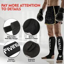 FIVING 1 Pair Knitted Muay Thai/MMA Leg Guards, Adult Unisex Leg & Foot Protection For Training & Competition - Multicolor - View 3
