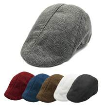 Linen, Beret, Hat - Black - View 5