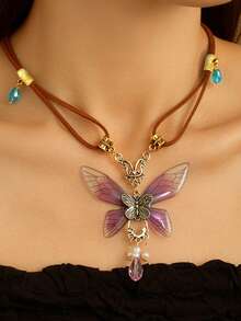 1pc Women's Metal Multi-Color Faux Starfish Shell Conch Bohemian Style Pendant Necklace, Suitable For Women's Party Beach Vacation Outfit Accessory, Best Gift For Good Friends - Multicolor - View 12