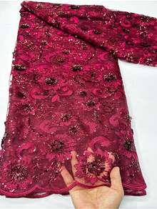 5 Yardas/1 Yarda Tela de encaje transparente con lentejuelas azul real, 2025 Encaje de malla bordado de voile suizo africano de alta calidad, adecuado para coser vestidos de novia, vestidos de fiesta - Multicolor - Ver 15