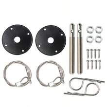 Universal Hood Pins Kit For Car Stainless Steel Bonnet Clip W/ Racing Lanyard - A - View 6